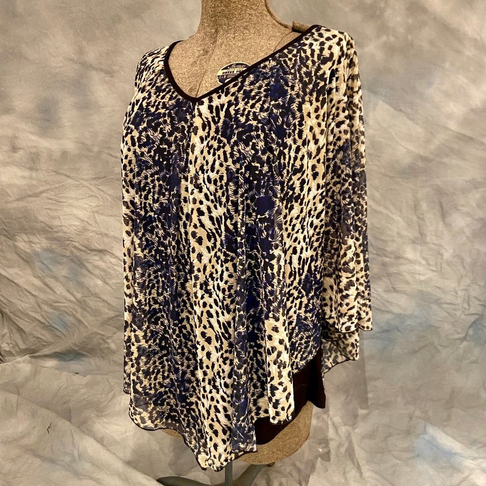 Layered, Top.  V-neck, poncho style outer layer